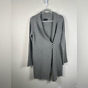 Rhys Dwfen 100% Cashmere Long Cardigan Button Front Grey Large EUC